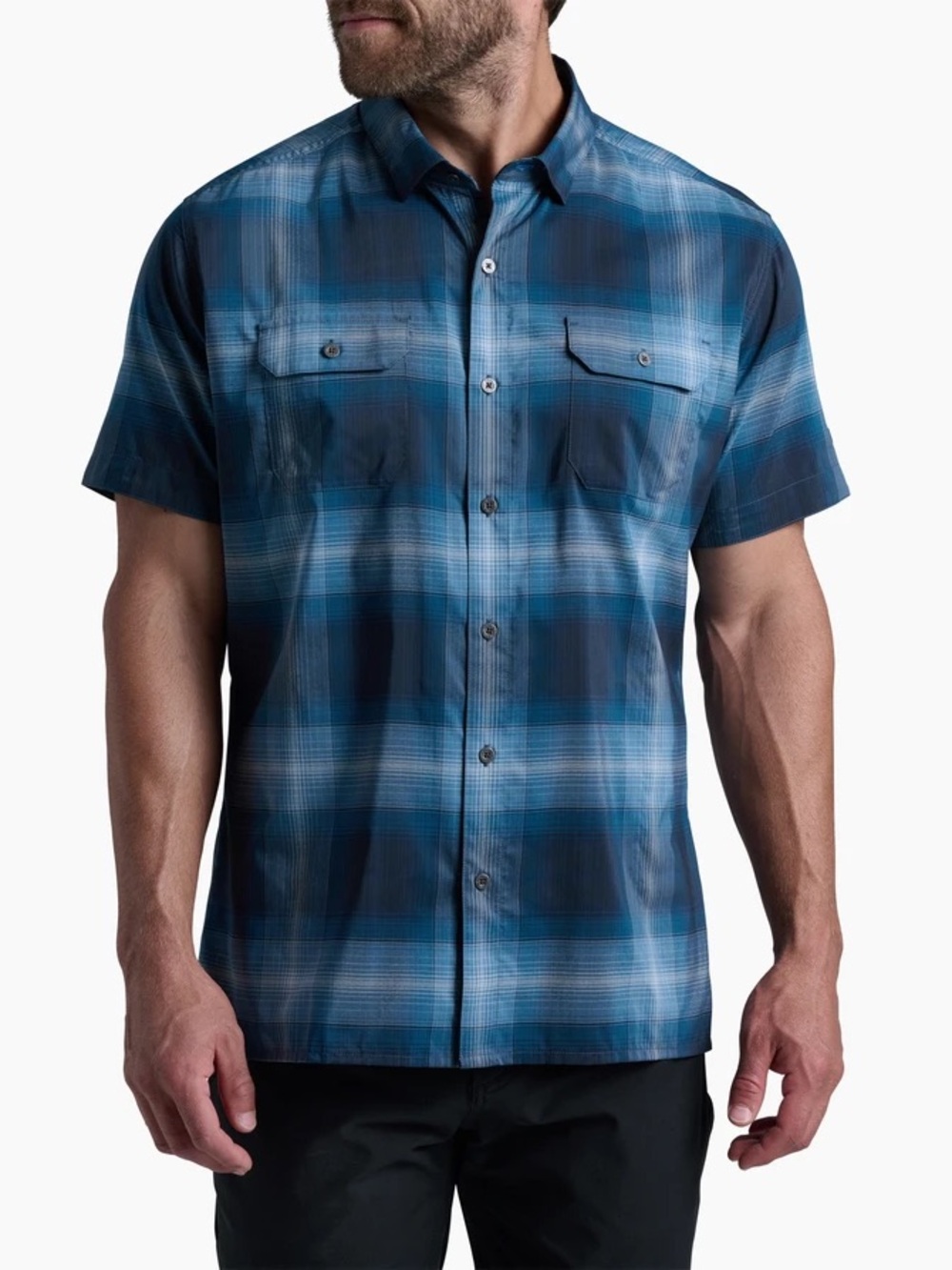 KUHL Response Mens Blue Ridge Plaid Short Sleeve Shirt Lightweight Collar XL